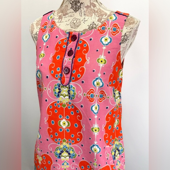 MAEVE for ANTHROPOLOGIE Red and Pink ORAVA mod floral shift dress size 4 - Picture 5 of 16